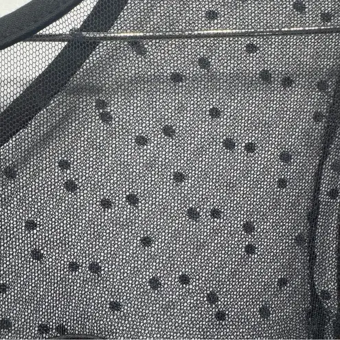 Rock Steady Black Sheer Polka Dot Lace Sweetheart Bodice Rockabilly Peplum Top Size M
