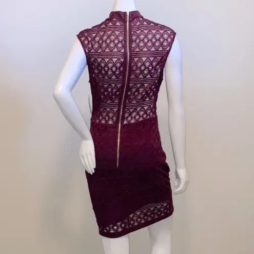 Windsor  size Small lace dress burgundy mock neck mini short NWT