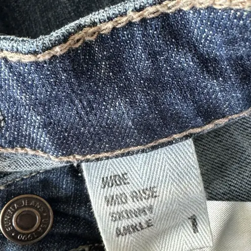 Eunina JRS SZ 1 Jude Skinny Ankle Jeans Mid-Rise Distressed Stretch Frayed Blue