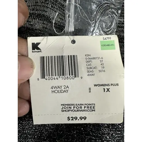 Basic Editions Black and Silver Knit Sweater, Womens Plus 1X.