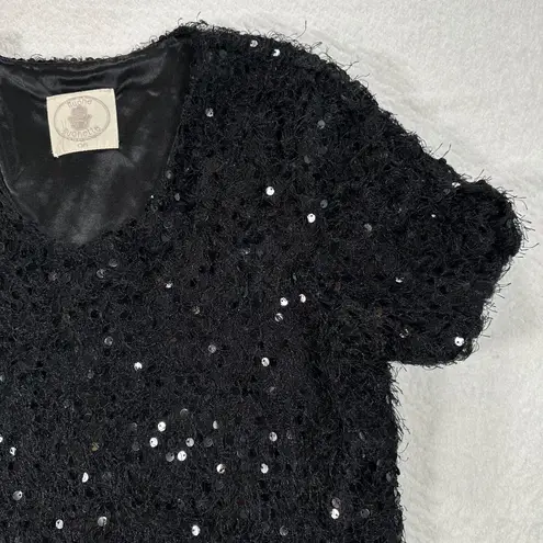 Muche et Muchette Black Sequin Blouse Fringe Short Sleeve Women's One Size Size undefined