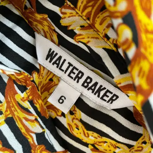 Walter Baker Button Front Shirt Dress Stripe Chain Filagree 6