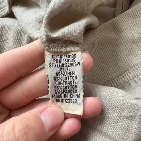 Wearables Beige Linen Blend Capri Pants Womens Large Cargo Drawstring Tan