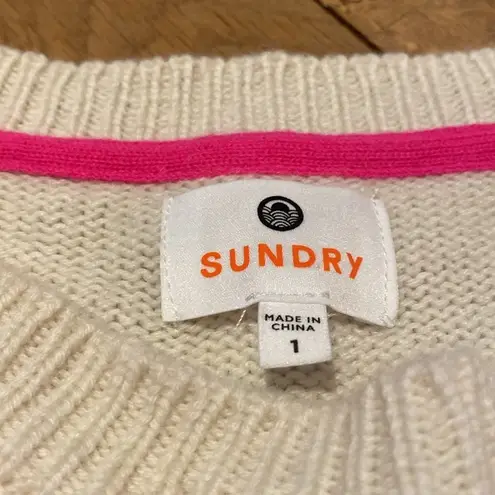 Sundry Merino Wool Cashmere Blend Shoulder Stripe Oversized Retro Sweater S 4-6