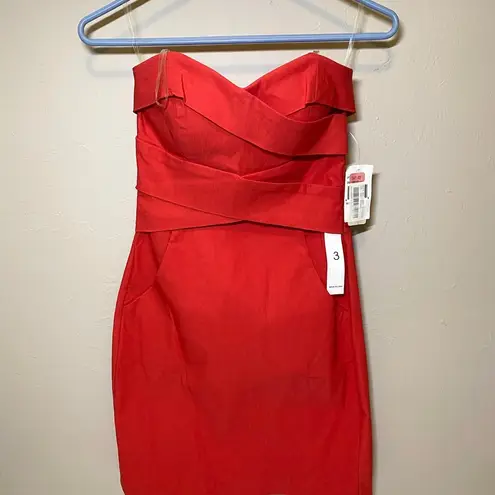 Teeze Me NWT  Strapless Mini Dress Sweetheart Strapless Pockets XS Red Coquette