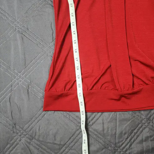 East 5th Red Formal Flower Blouse Top Pleated Short Sleeve Womens Size Small