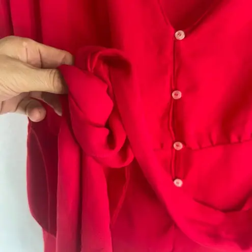 Sweet Pea by Stacy Frati Dark PinkTie Waist Reversible Lightweight Blouse Sz SM Pink