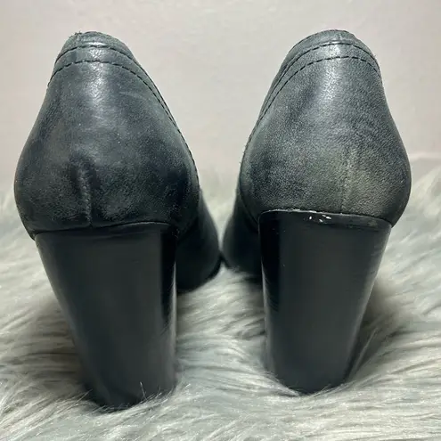 Anthropologie  No. 704 B Dark Green Leather Block Heeled Pointed Toe Holt Booties