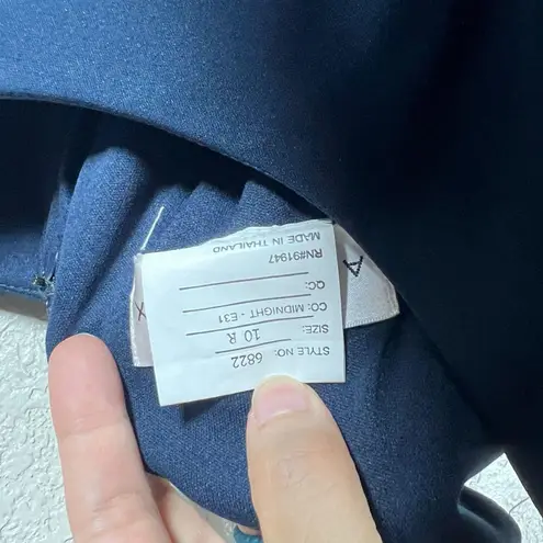 After Six Dessy Gown Size 10 Crepe V-Back Navy Blue Dress Bridesmaid Wedding