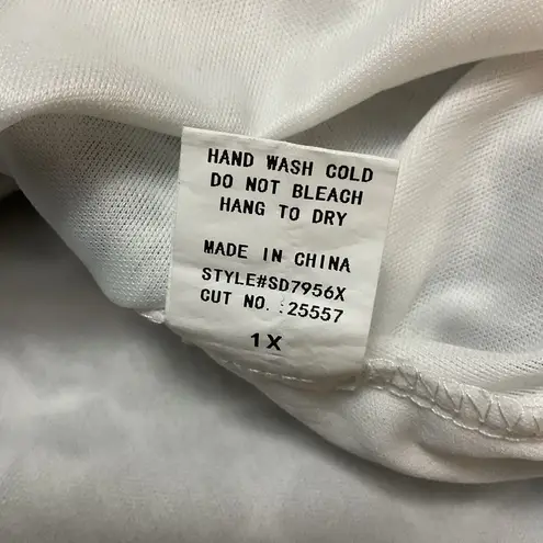 Siren Lily Dress Blue White Floral Motif Size 1X Bell Sleeve Midi Dress Fairy