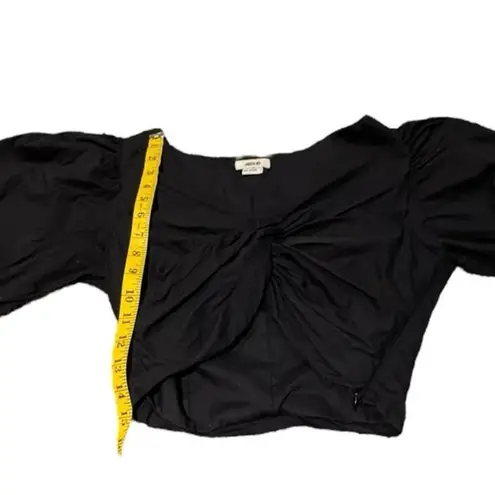 Jason Wu plunge twist neck crop top puff sleeves side zip women's sz Small