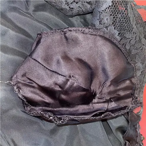 Gunne Sax Vintage 80s Black Velvet Lace Dress Small Goth Witchy Illusion Back