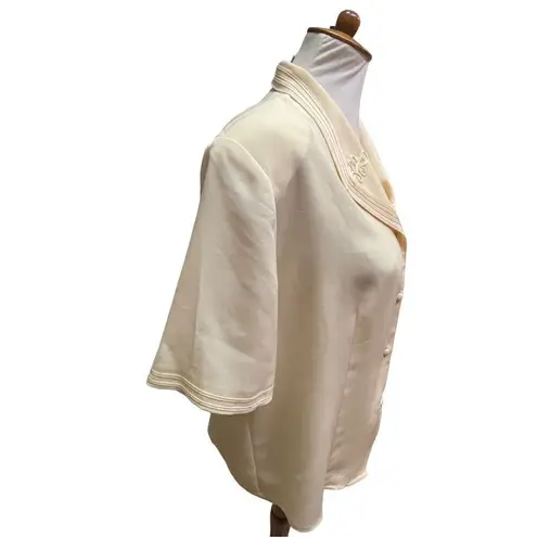 Ship N’ Shore 1970’s NWOT Pale Yellow Button Down Embroidered Short Sleeve RARE Size 16