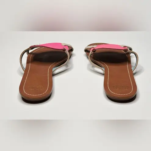 Frances Valentine Pink Chalk White Circle Slide Sandals Flat Shoes Size 8