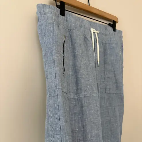 Athleta  Cabo Linen Jogger pants in chambray blue drawstring size 10 thumbnail 12