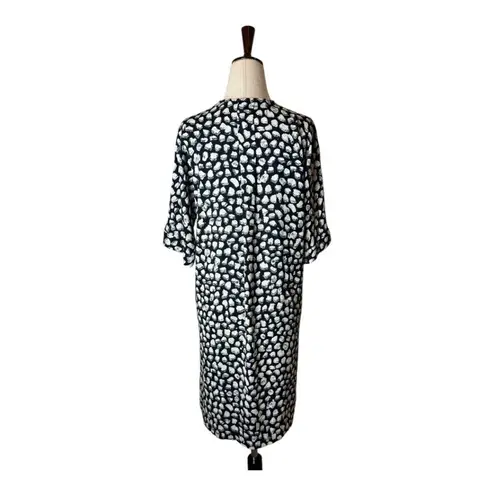 Nic+Zoe Dress Women Small Black Ivory Dotted Cinch Waist Tunic Shift Preppy