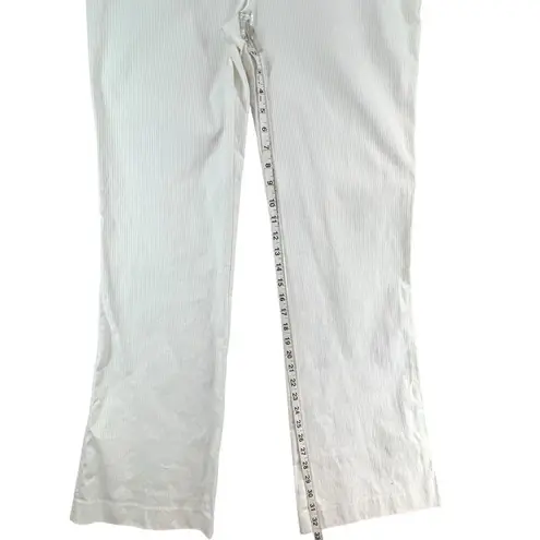 Cynthia Steffe Pants Women 8 White Linen Blend Pinstripe Flare Retro Y2K Coastal
