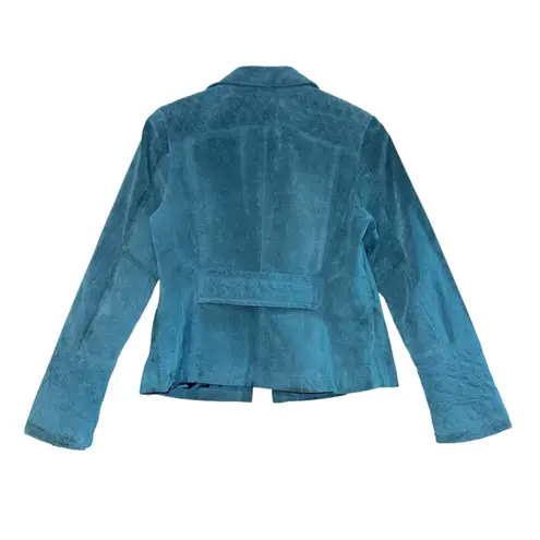 AMI Leather Jacket Women's Medium Teal Country Western Suede Quilted Equestrian Green
