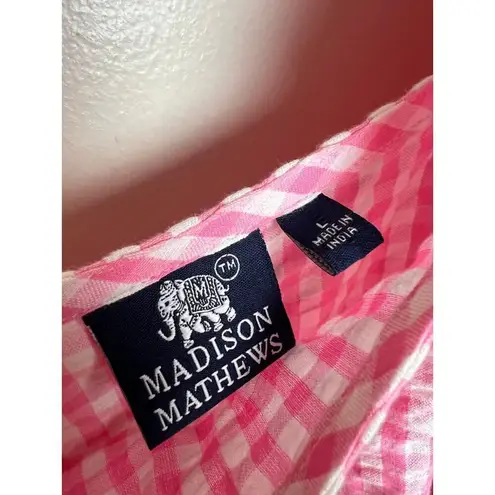 Madison Mathews Pink Gingham Maxi Dress Sz. L Size L