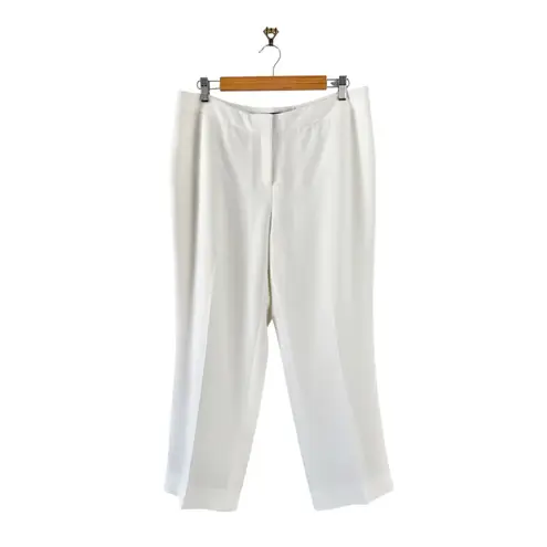 Lafayette 148 New York Barrow Finesse Crepe Pants White Sz 14P Straight Leg