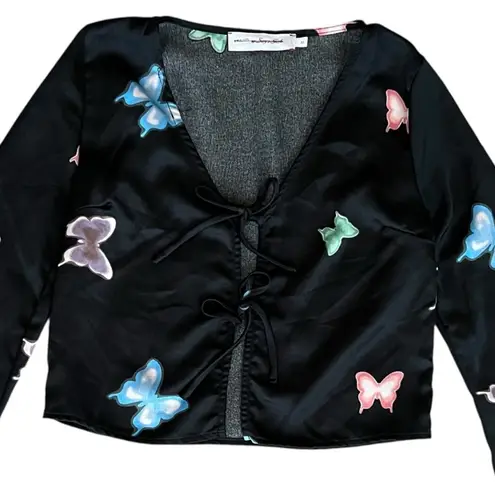 Lisa Says Gah Women’s Michelle Long Sleeve Tie Front Butterfly Cropped Top XS - Image 3