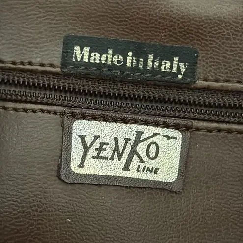 Vintage Yenko Italy Brown Suede Embroidered Top Zip Crossbody Bag Purse