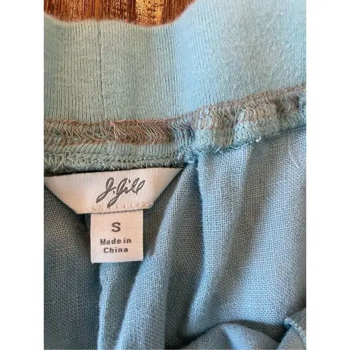 J. Jill 100% linen wide leg embroidered hem pant size small Green