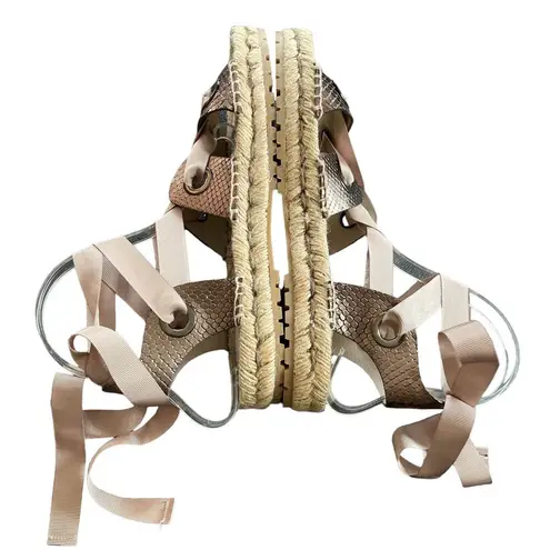 Donald Pliner Esther Leather Espadrille Sandal 10 Copper Metallic Snake