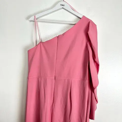 Mac Duggal One Shoulder Puff Sleeve Gown in Rose Pink Size US 14