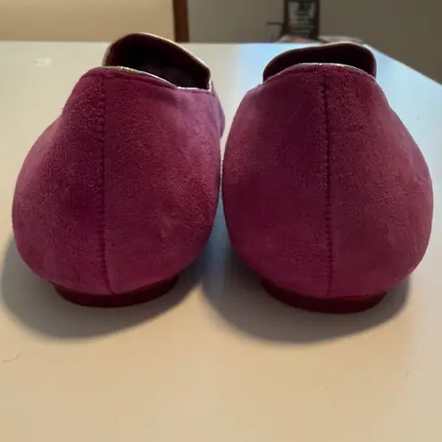 Ted Baker  gold fuschia suede ballet flats sz 6.5