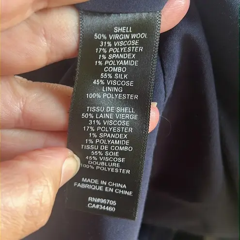 Rebecca Taylor Wool Blend Navy Cross Hatch Dress