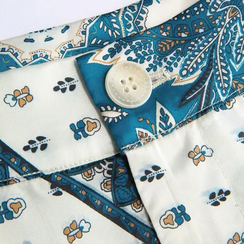 Cider Satin Pants BoHo Mixed Print Wide Leg High Waist Lounge Style Size XS