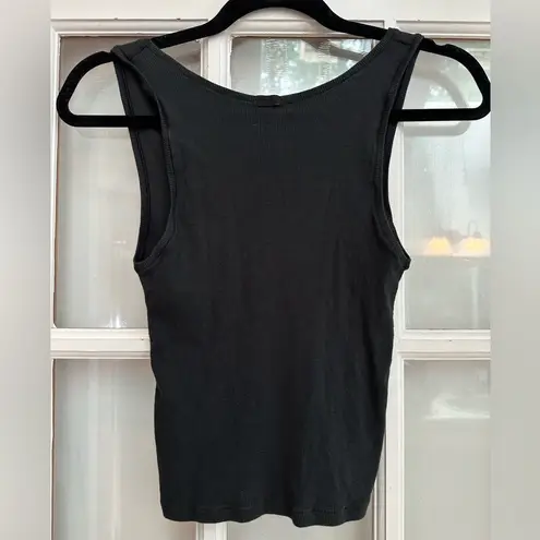 SKIMS Cotton Jersey Fitted Black Crop Tank Top Ribbed Women’s Size XL