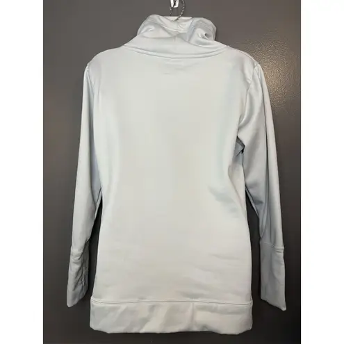 EightyOne 20 Sweatshirt Womens Medium Blue Cowl Neck Funnel Fleece Pullover White