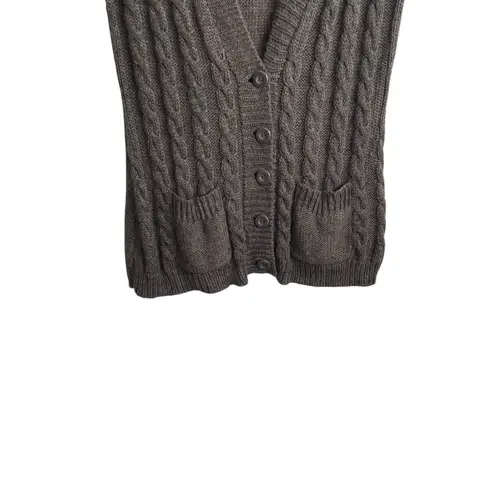 Merona  Women Tunic Sweater Vest XL Brown‎ Button Up Wool Blend Office Travel Y3K