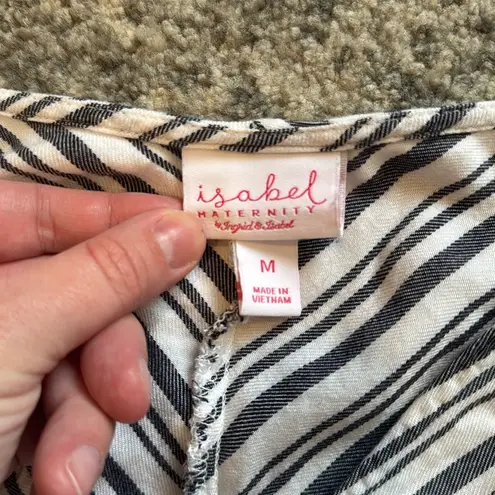 Isabel Maternity by Ingrid & Isabel Stripe Cuffed Short Sleeve Shirt Dress White Size undefined