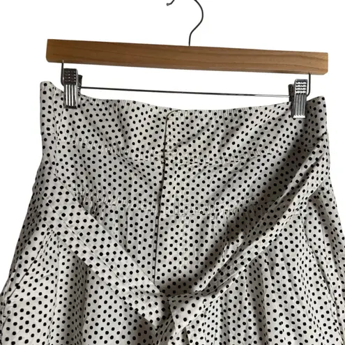 La Vie Rebecca Taylor Corinne White Black Polka Dot High Rise Tie Waist Shorts L Size L