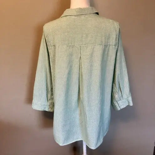 Christopher & Banks Christopher Banks Blouse Womens X Used Green Striped