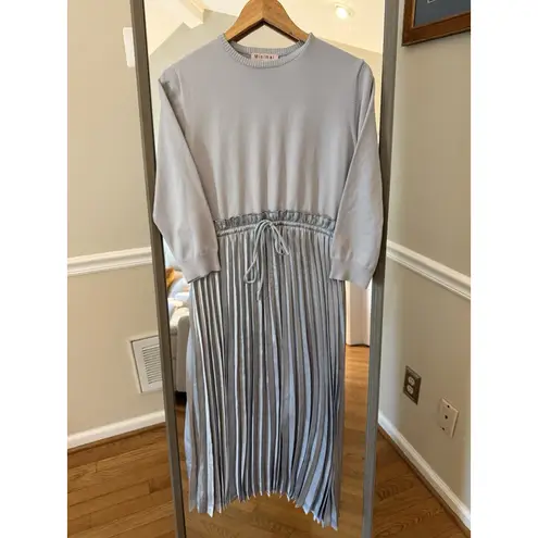 Minimal Gray Knit Pleated Midi Dress Size 22
