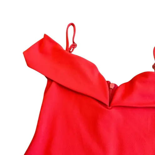 Nookie Noookie Bold Red Off-Shoulder Fitted Sheath Dress Spaghetti Strap Size Small