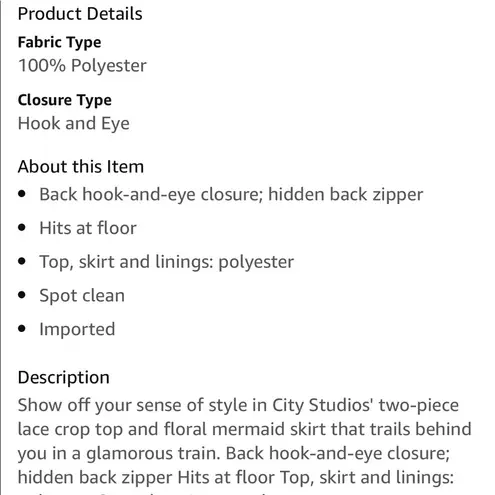 Prom Mermaid Skirt Long Size 9 Black Skirt City Studio Dark Floral