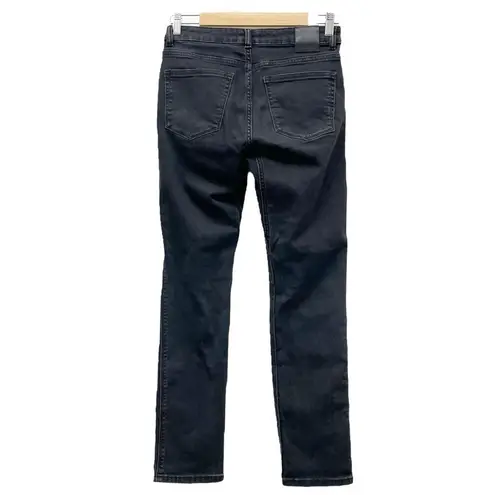 DU/ER DUER Performance Denim Straight Mid Jeans Aged Black Distressed Size 27