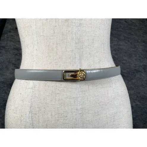 Anne Klein Vintage  for Calderon Belt Gray Gold Lion Head Thin Medium Skinny