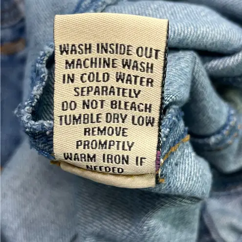 Highway Jeans HIGHWAY JEANS DISTRESSED DENIM JACKET SZ S WITH EMBROIDERED ROSES FRONT/BACK