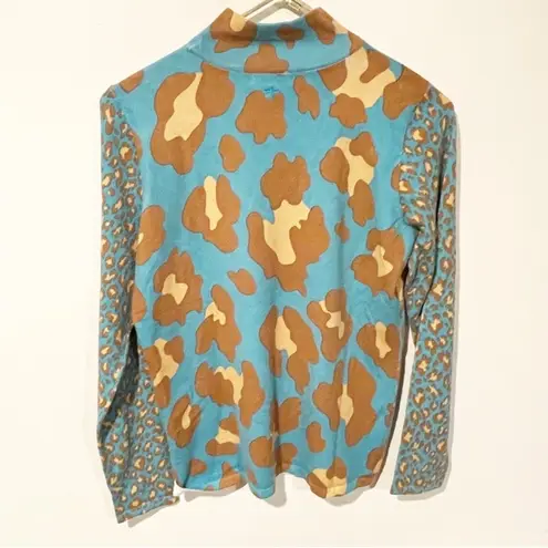 Tyler Boe M Blue Brown Multi Pattern Animal Mock Tunic Long Sleeve Top SOLD OUT Size M