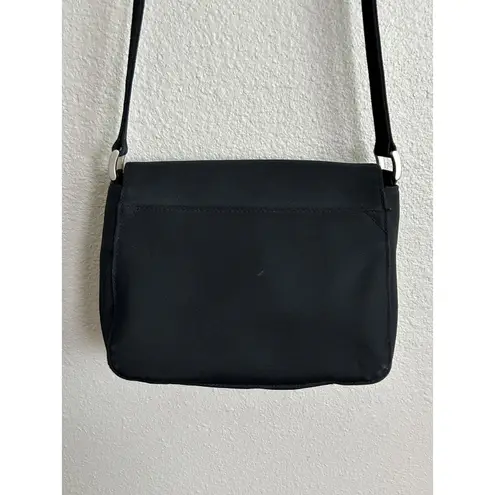 Vtg United Colors Of Benetton Black Nylon Shoulder Purse Silver Hardware
