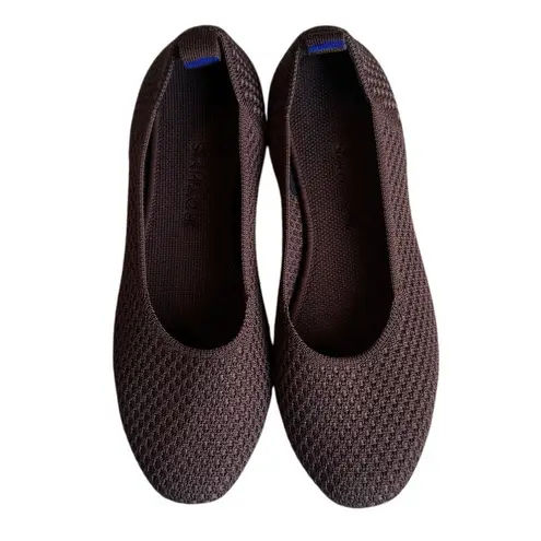 Rothy's Max Square Ballet Flats in Maple (Mocha Mousse Color) Micro Check Size 8 Brown