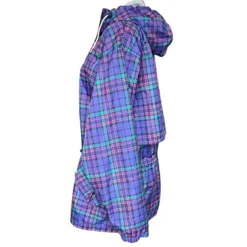 Woolrich Women's Purple Check Plaid Hoodie Rain Jacket Size M Outdoor