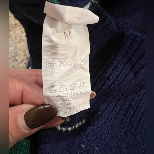 Argyle Knit Sweater – Navy/Green/White – Size M – Excellent Condition Blue Size M