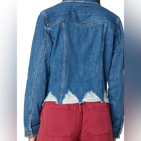 Liverpool Women’s Shredded Hem Blue Denim Jacket Size Large